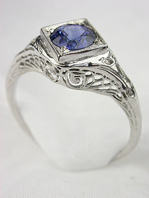 Antique Sapphire Filigree Engagement Ring