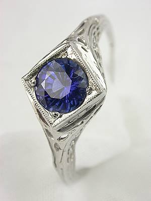 Antique Sapphire Filigree Engagement Ring