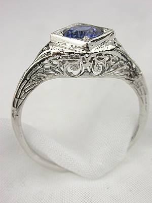 Antique Sapphire Filigree Engagement Ring
