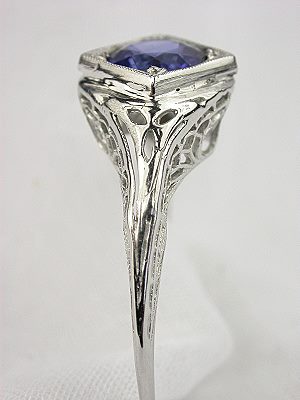 Antique Sapphire Filigree Engagement Ring