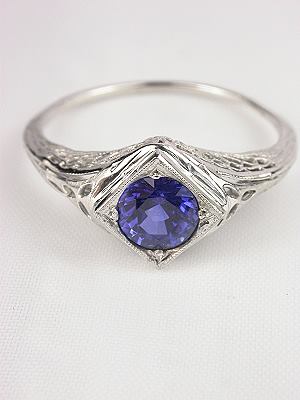 Antique Sapphire Filigree Engagement Ring
