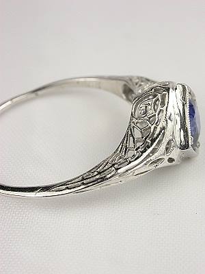 Antique Sapphire Filigree Engagement Ring