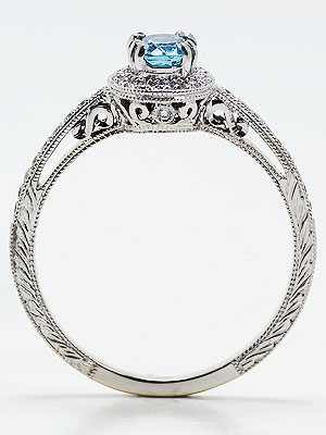 Antique Style Aquamarine Engagement Ring