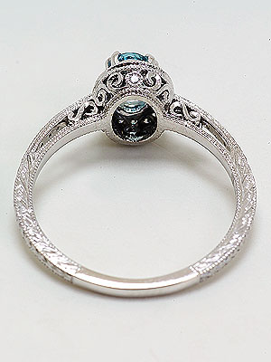 Antique Style Aquamarine Engagement Ring