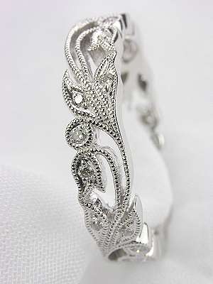 Beverley K Art Nouveau Antique Style Wedding Band