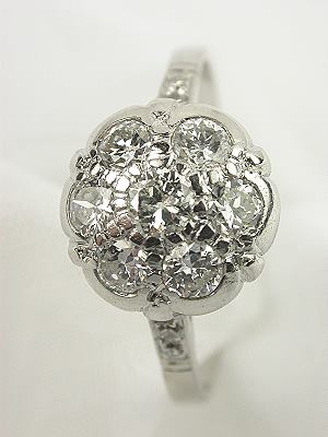 1930's Antique Diamond Cluster Engagement Ring