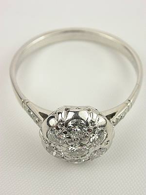 1930's Antique Diamond Cluster Engagement Ring