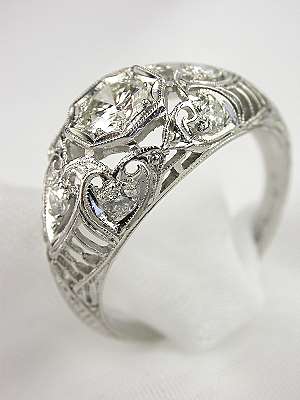 1920s Floral & Filigree Diamond Engagement Ring