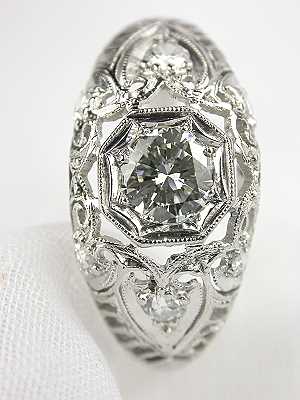 1920s Floral & Filigree Diamond Engagement Ring