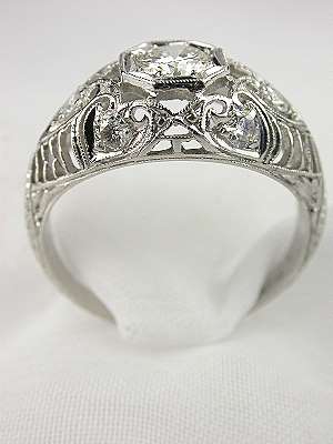 1920s Floral & Filigree Diamond Engagement Ring