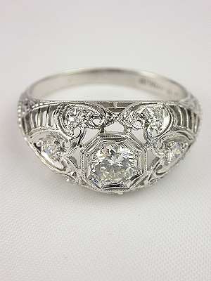 1920s Floral & Filigree Diamond Engagement Ring