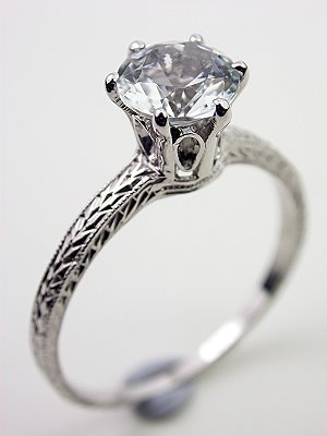 White Tourmaline Estate Engagement Ring