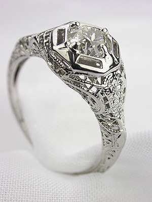 Filigree Diamond Engagement Ring by J.R. Wood