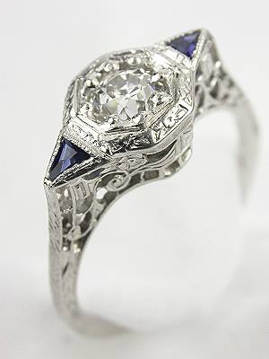 Filigree and Diamond Engagement Ring
