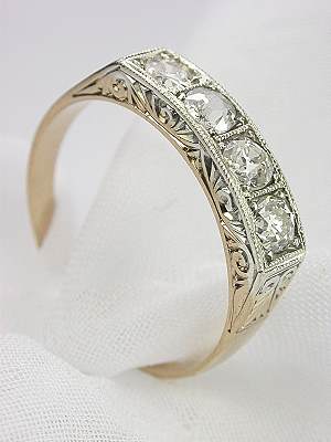 Victorian Filigree Diamond Wedding Ring