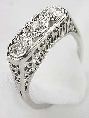 Old European Cut Diamond Antique Filigree Ring