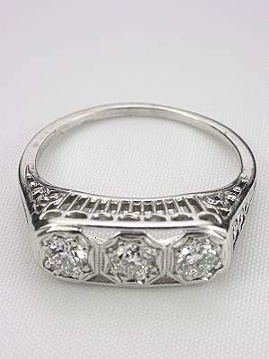 Old European Cut Diamond Antique Filigree Ring