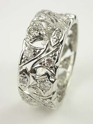 Floral Antique Diamond Wedding Ring 