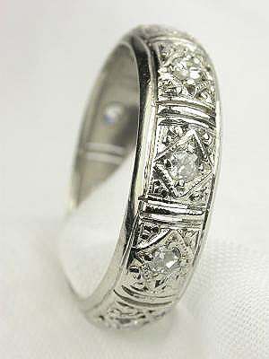 Filigree and Diamond Antique Wedding Ring