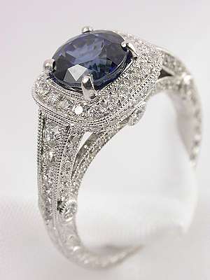 Sapphire Antique Style Engagement Ring