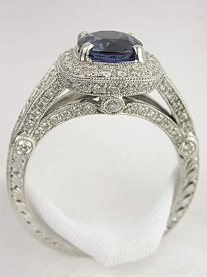 Sapphire Antique Style Engagement Ring