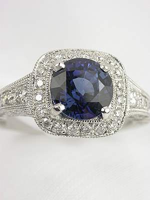 Sapphire Antique Style Engagement Ring