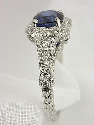 Sapphire Antique Style Engagement Ring