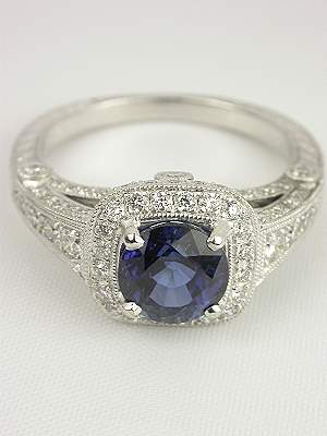 Sapphire Antique Style Engagement Ring