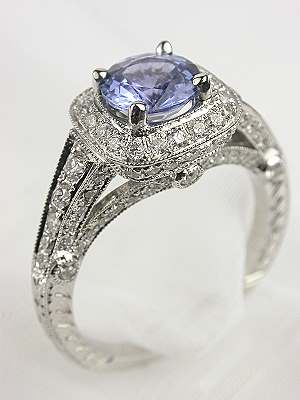 Sapphire Antique Style Engagement Ring