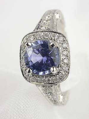 Sapphire Antique Style Engagement Ring