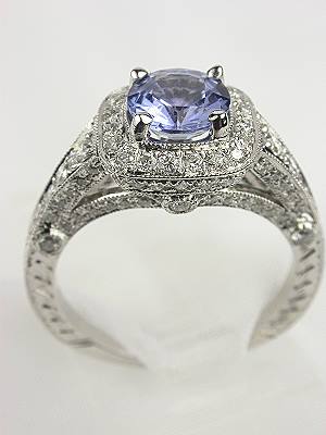 Sapphire Antique Style Engagement Ring