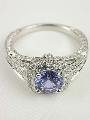 Sapphire Antique Style Engagement Ring