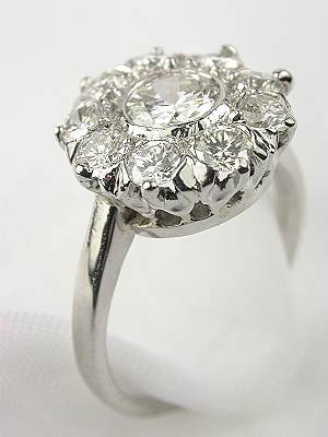 Antique Cluster Diamond Engagement Ring