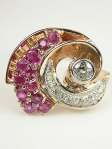 Vintage Retro Ring in Rose Gold with Rubies