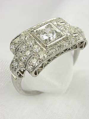 Platinum and Diamond Antique Engagement Ring