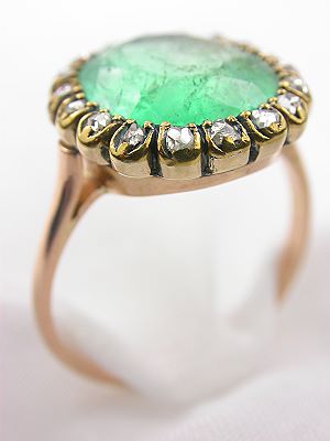 Victorian Emerald Antique Engagement Ring