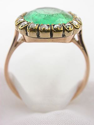 Victorian Emerald Antique Engagement Ring