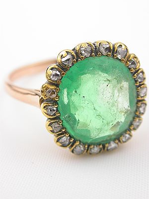Victorian Emerald Antique Engagement Ring