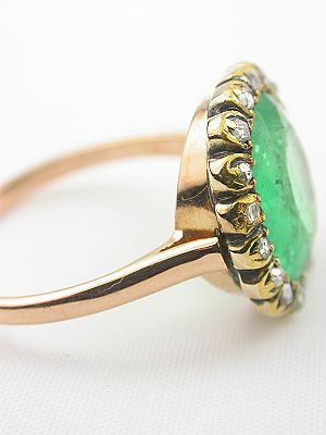 Victorian Emerald Antique Engagement Ring