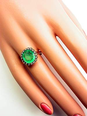 Victorian Emerald Antique Engagement Ring