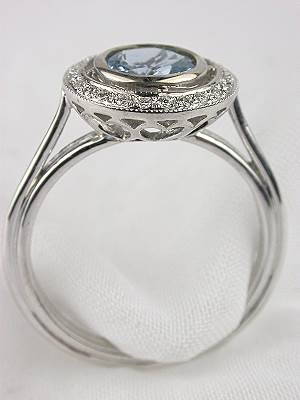 Antique Style Aquamarine Engagement Ring