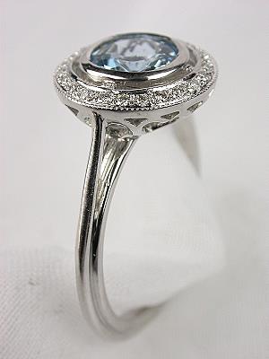 Antique Style Aquamarine Engagement Ring