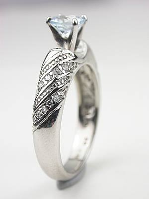 Aquamarine Engagement and Wedding Ring
