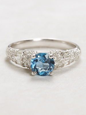 Vintage Style Aquamarine Engagement Ring