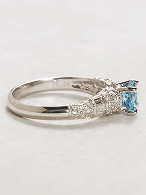 Vintage Style Aquamarine Engagement Ring