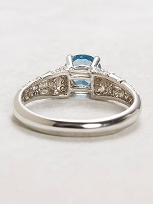 Vintage Style Aquamarine Engagement Ring