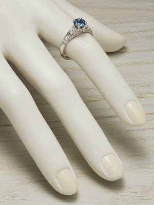 Vintage Style Aquamarine Engagement Ring