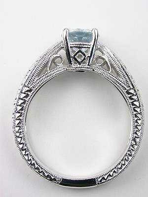 Aquamarine Engagement Ring with Wheat Motif