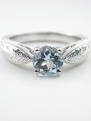 Aquamarine Engagement Ring with Wheat Motif