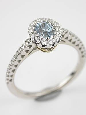 Antique Style Aquamarine Engagement Ring